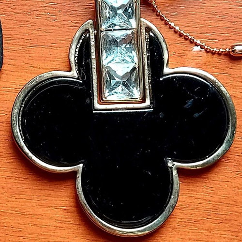 Pendant with four-leaf clover design like new, black and silver