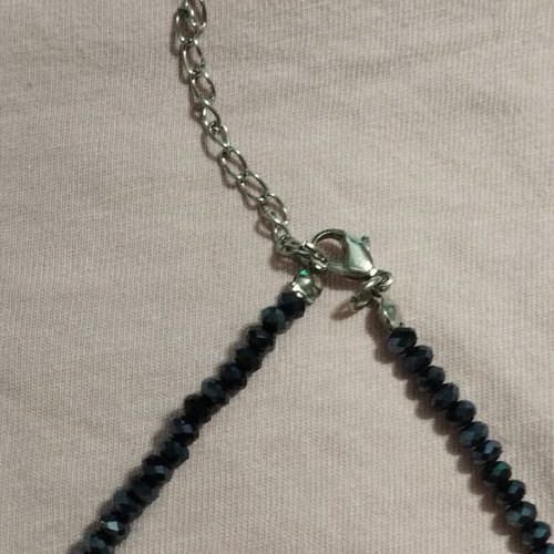 Vintage black blue necklace with beads and sparkling details, like new