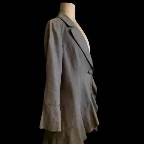 Marks & Spencer Chakki Ruffle Peplum Hem Linen Coat new, green, size 12