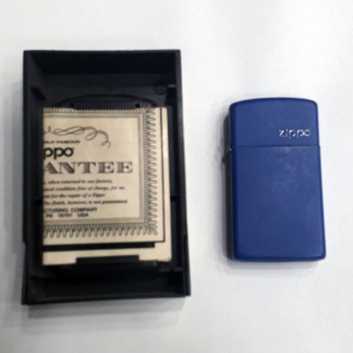 Zippo lighter blue used, non-functional with box