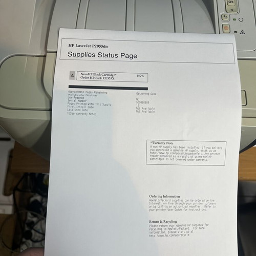 HP LaserJet P2055dn printer like new with full toner