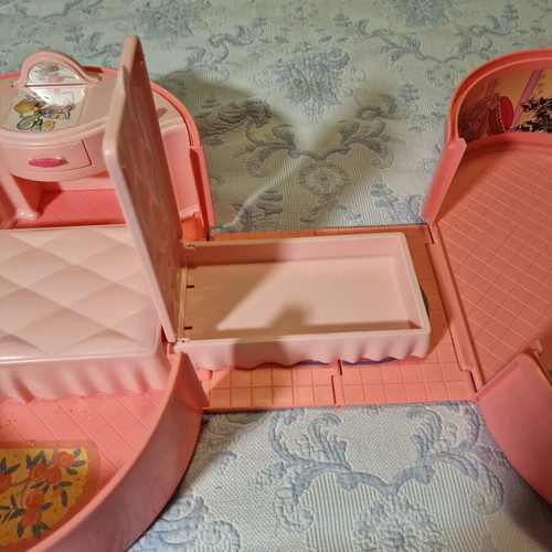 Barbie dollhouse playset with bed, lamp, TV