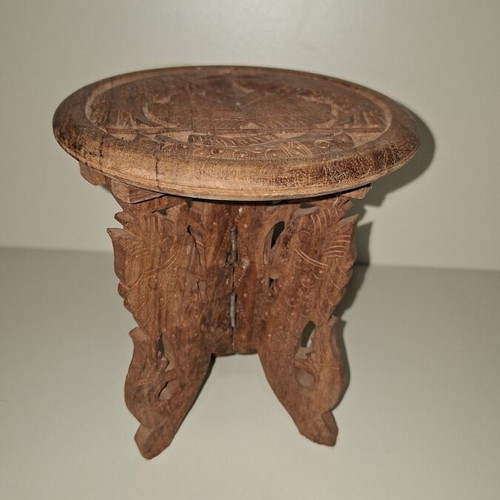 Wooden carved tables set of 2 used with folding legs