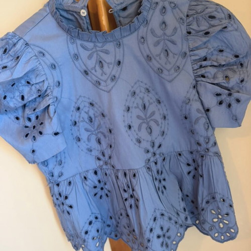 Zara Broderie Aegean Blue Two-Piece Set like new, size small