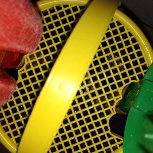 Sand bucket used with shovel, rake and 4 toy cars