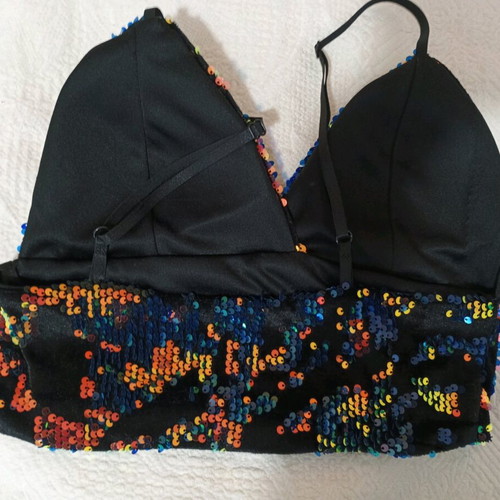 Sequin bustier top like new, size S, blue multicolor
