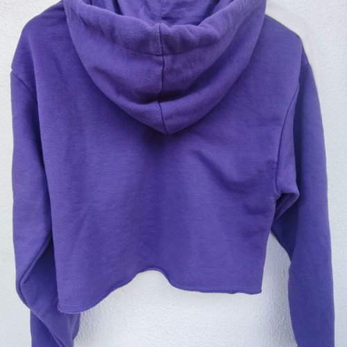 Bershka crop sweatshirt purple white with hood used, Small