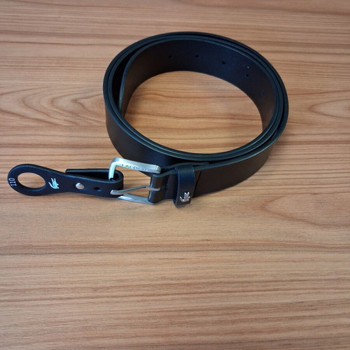 Lacoste leather belt 110 cm, black, men's