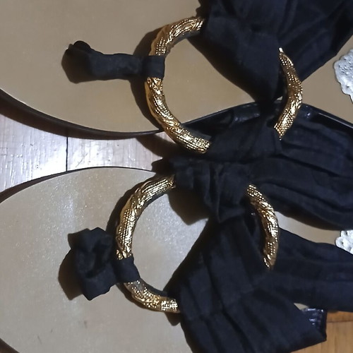 Hookipa black handmade sandals with black ribbons size 37 like new