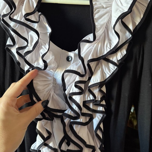 Black shirt with frills on front new, size M
