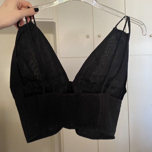Bershka Boho crop top, black, size M