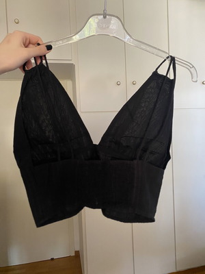 Bershka Boho crop top, black, size M