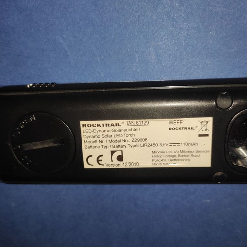 Rocktrail Z29608 Solar LED Lamp with Dynamo like new