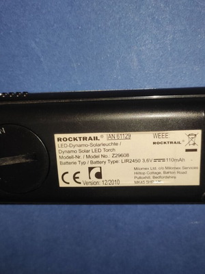Rocktrail Z29608 Solar LED Lamp with Dynamo like new
