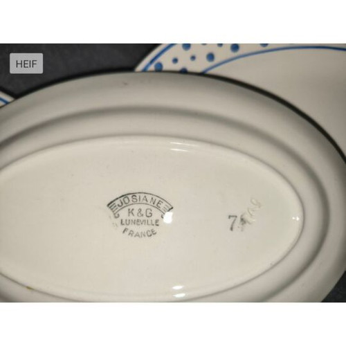 K&G Luneville France Josiane porcelain serving plates set used