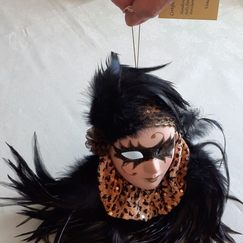 Venetian Black/Gold Doll Mask new with certificate