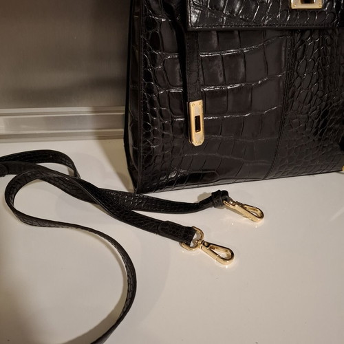 L.Credi vintage handbag and shoulder bag, genuine cow leather, black