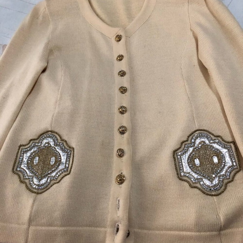 Ollomali cardigan with unique embroidery like new, beige