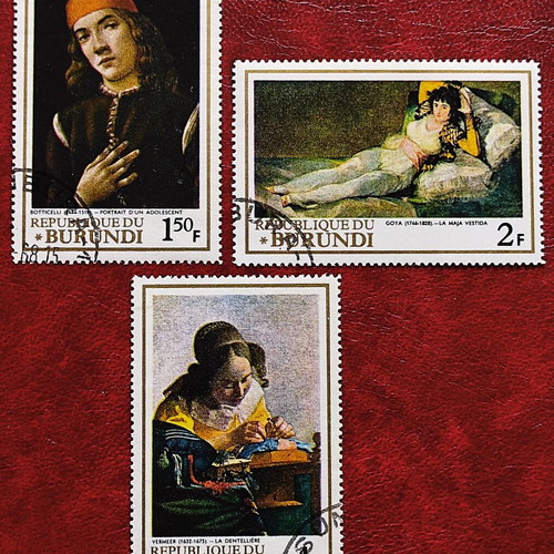 1968 Burundi stamps used, famous paintings series of 3