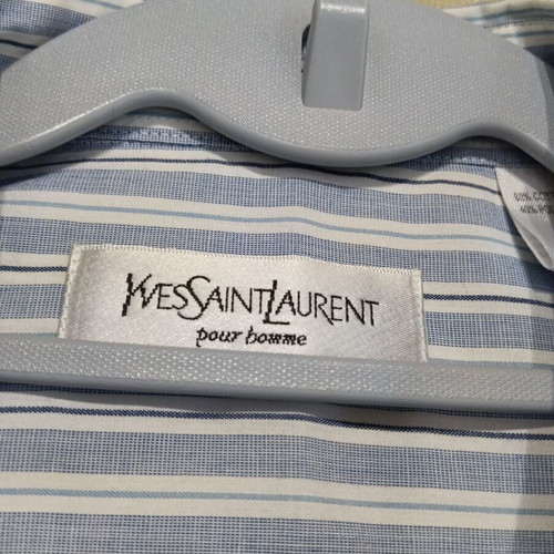 Yves Saint Laurent men's dress shirt, white and blue, XL