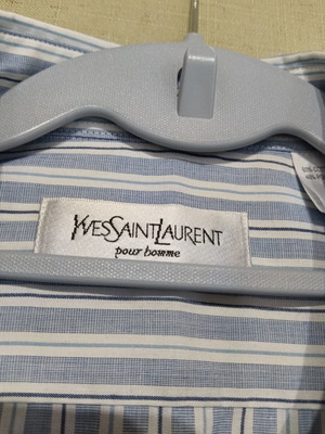 Yves Saint Laurent men's dress shirt, white and blue, XL
