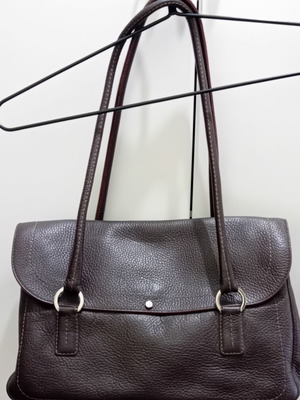 Lamarthe authentic leather shoulder bag, brown
