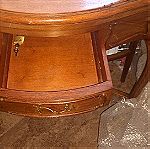  Αναδιπλώμενο τραπέζι με τσόχα και θήκη για ποτήρια μαζί με βιενέζικη καρέκλα - Αντίκα