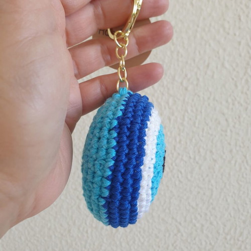 Charm keychain blue eye with turquoise crochet handmade, new