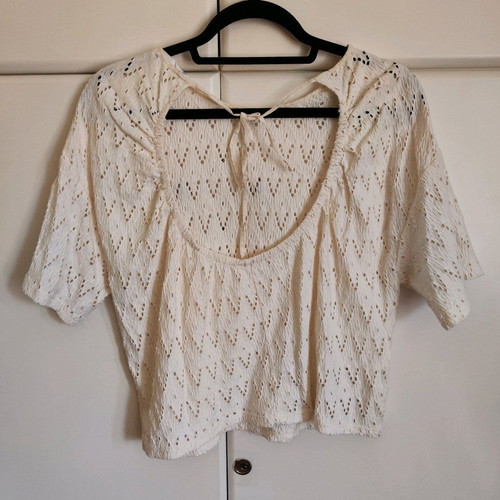 Mango (MNG) Crochet top with open back like new, size M