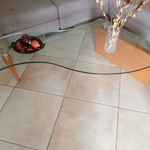 Coffee table used with thick glass top