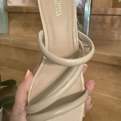Michael Michael Kors Celia Kitten Slide Nude Patent Sandals size EU 38 like new