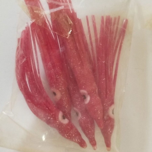 Octopus lures without hooks red, pack of 5, 7cm new