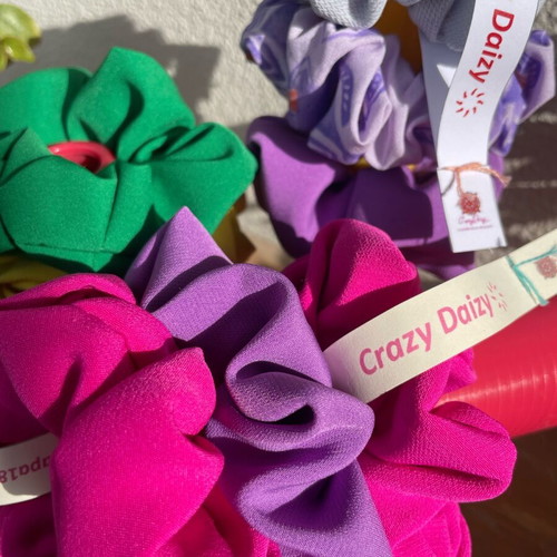 Scrunchie set of 2 handmade, durable crepe fabric