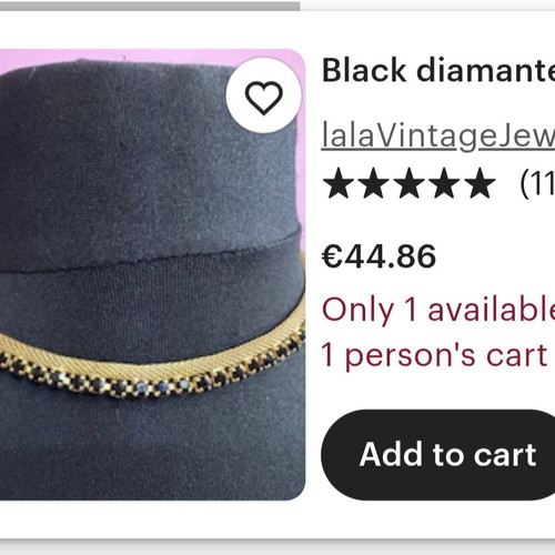 Vintage Riviera Necklace used, gold with black stone