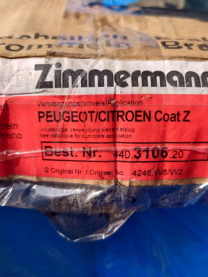 Zimmermann Coat Z brake disc set like new for Peugeot/Citroen/Opel