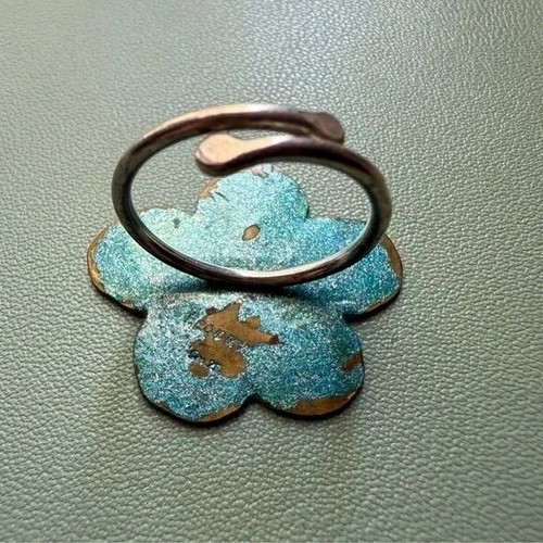 Vintage silver 925 ring used, turquoise flower design