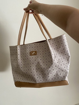 Verde Large Beige Monogram Tote Bag like new