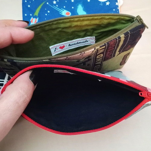 Set of 7 toiletry bags and 1 black satin pouch new, multicolored