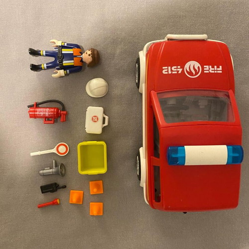 Playmobil fire truck used toy set