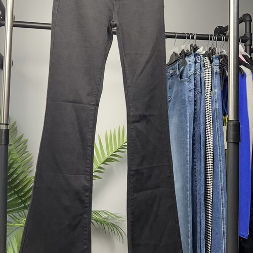 Black women's flare pants, elastic, size M-42