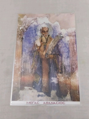 Religious nylon image Saint Athanasios like new