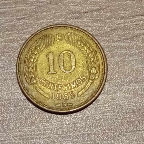 10 Centesimos Chile 1965 like new, aluminum-silver alloy