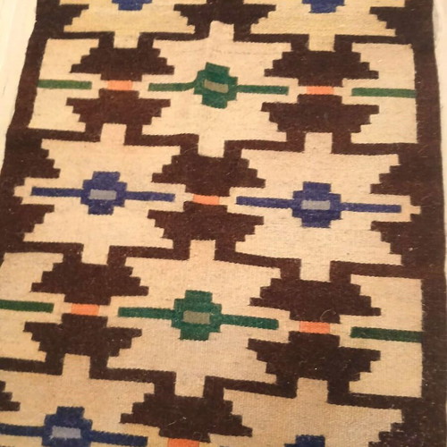 Handwoven rug used, over 100 years old, runner 1.95x0.66 m