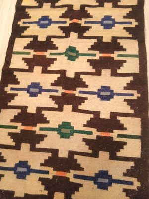 Handwoven rug used, over 100 years old, runner 1.95x0.66 m