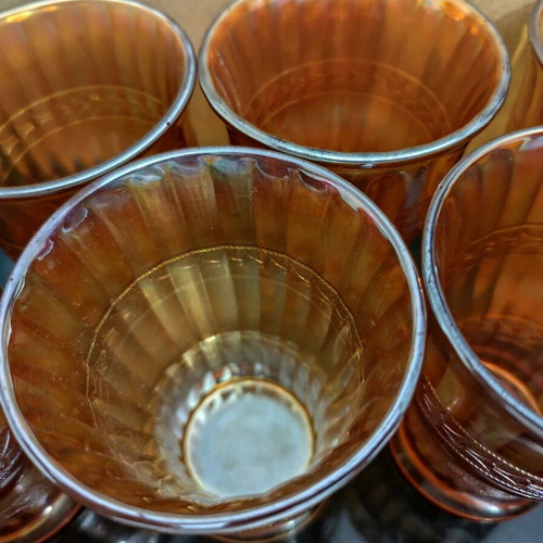 Vintage glasses like new, set of 6, honey color