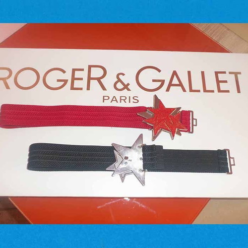 Women's elastic fabric belts with star buckle used, 70 cm length, set of 2