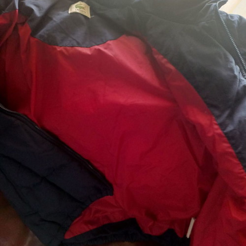 Lacoste down jacket used, size S, blue with hood