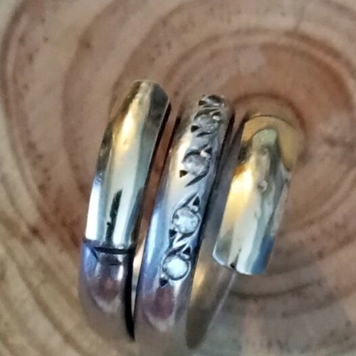 Silver gold ring 925 585 with zircon, like new, size 55