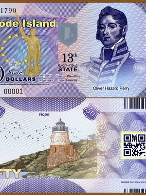 America 50 Dollars 2014 13th State Rhode Island Oliver Hazard Perry Polymer new