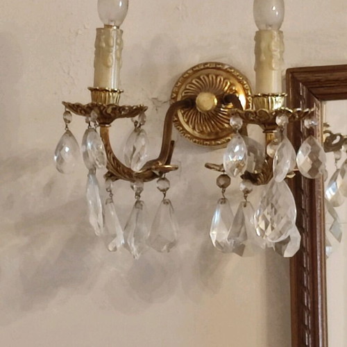 Crystal chandelier used with two smaller lamps